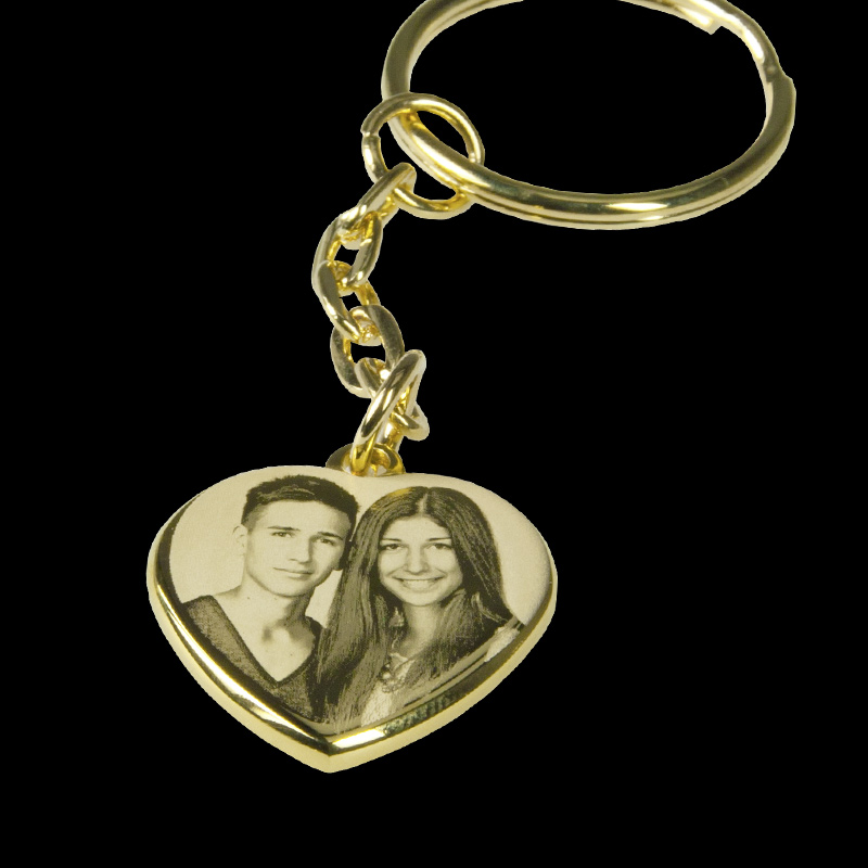 2D Fotogravur auf Herz-Schlüsselanhänger aus Metall